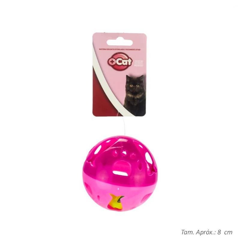 BRINQ GATO BOLA GRANDE C/GUIZO 8CM