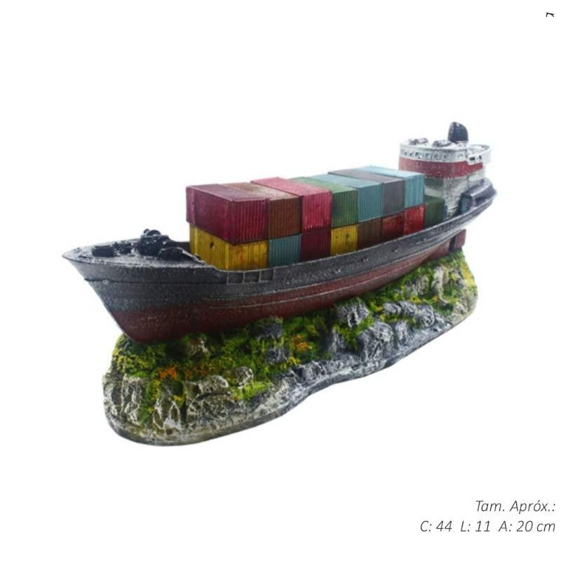 ENFEITE AQUARIO NAVIO CONTEINER