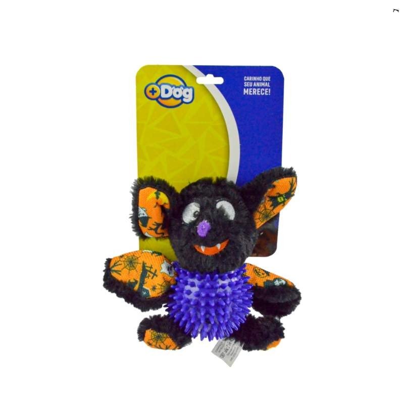 BRINQ PELUCIA MORCEGO C/BOLA ROXA 18CM