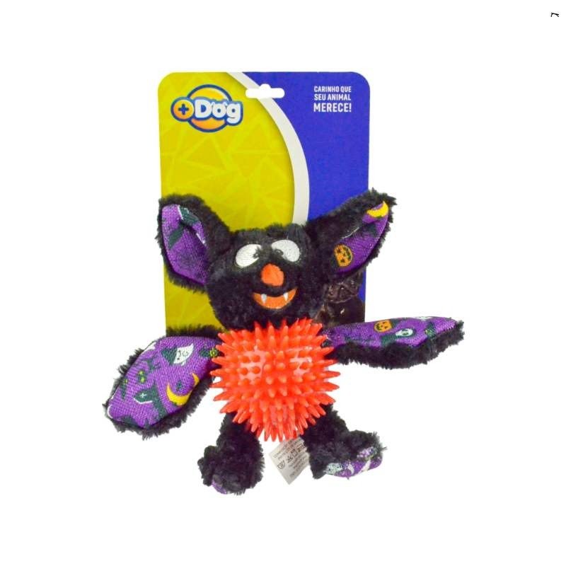 BRINQ PELUCIA MORCEGO C/BOLA LARANJ 18CM