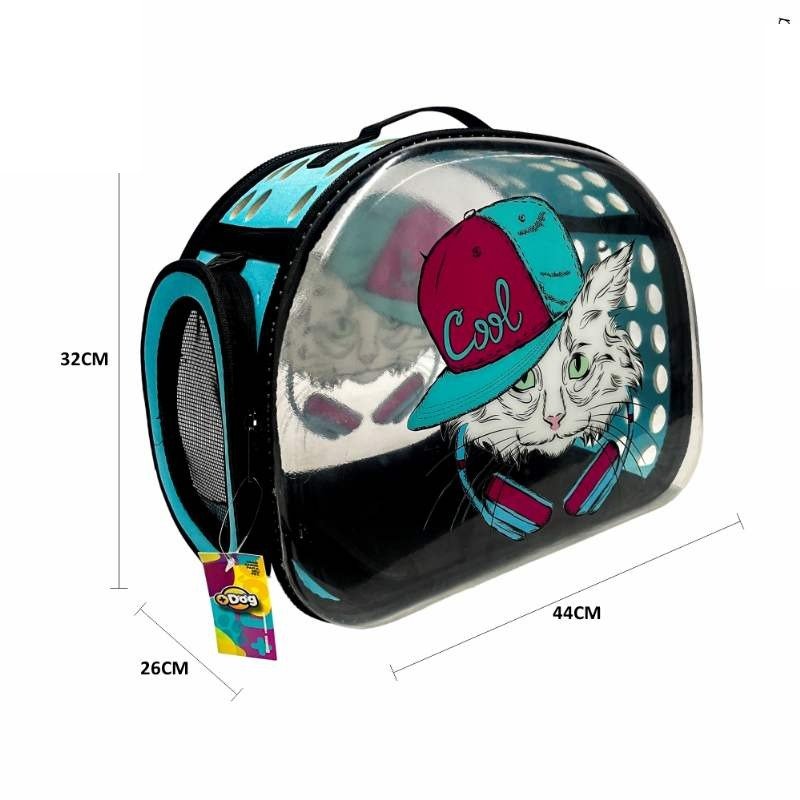 BOLSA TRANSP TRANSPAREN AZUL ESTAMP GATO