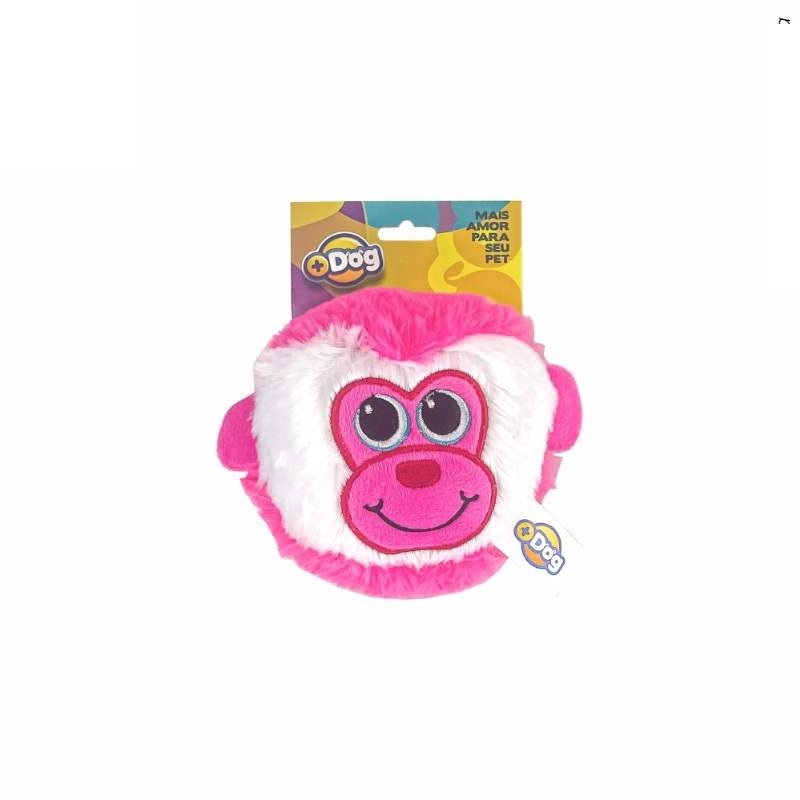 BRINQ PELUCIA CARA MACACO 15CM ROSA