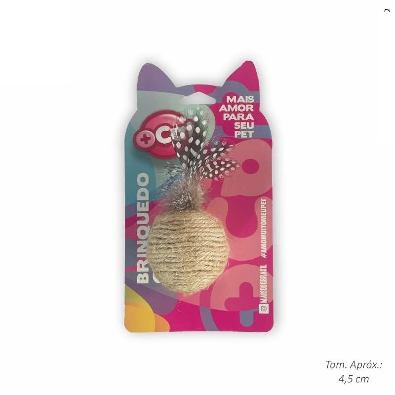 BRINQ GATO BOLA SISAL C/PENAS LUXO