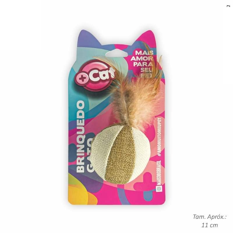BRINQ GATO BOLA DE CATNIP C/PENAS