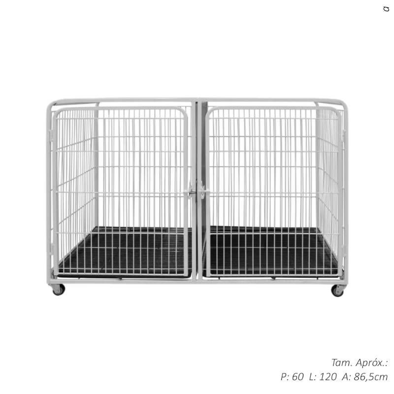 CANIL MODULAR DUPLO INF C/RODAS (3) BRAN