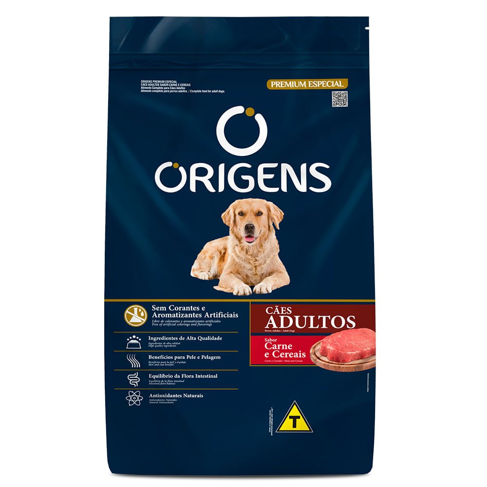 Ração Origens Cães Adultos Carne e Cereais 10kg