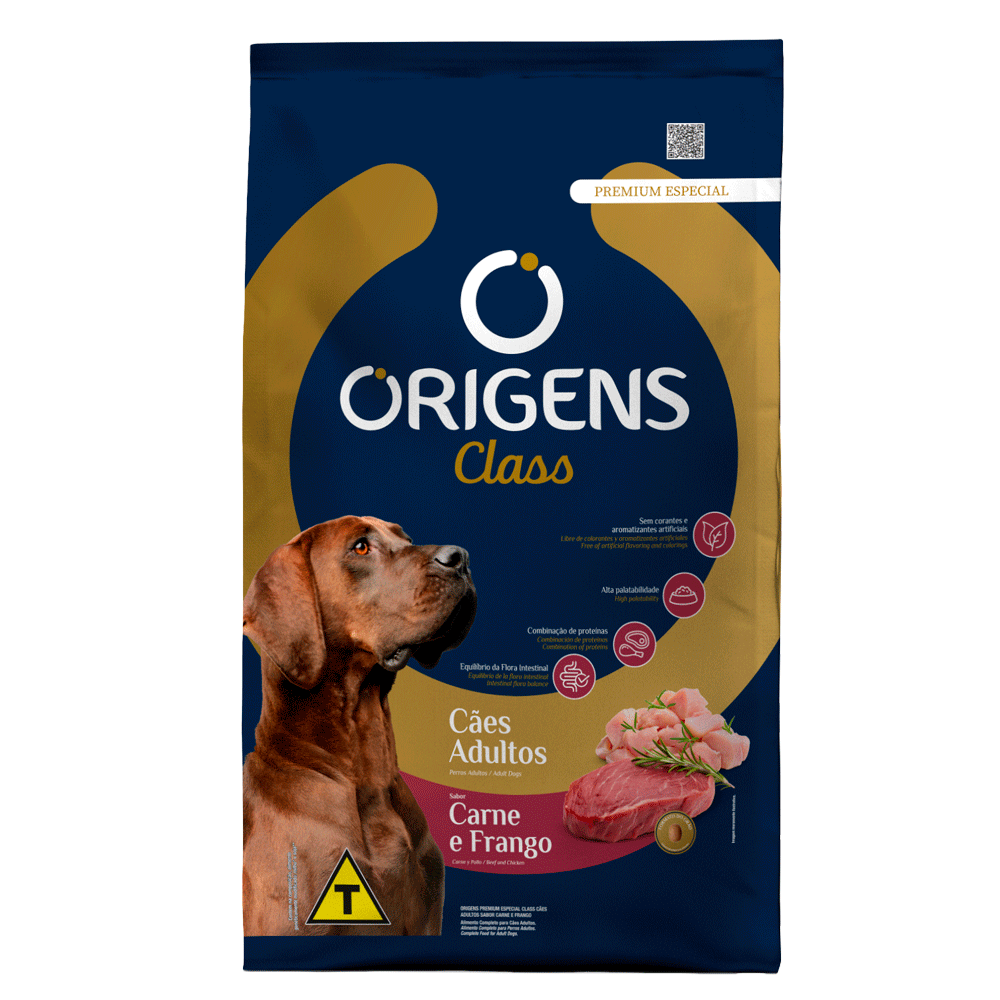 Ração Origens Class Cães Adultos Carne e Frango 15kg
